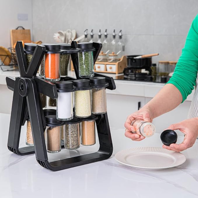 Rotating Spice Rack with 18 Jars