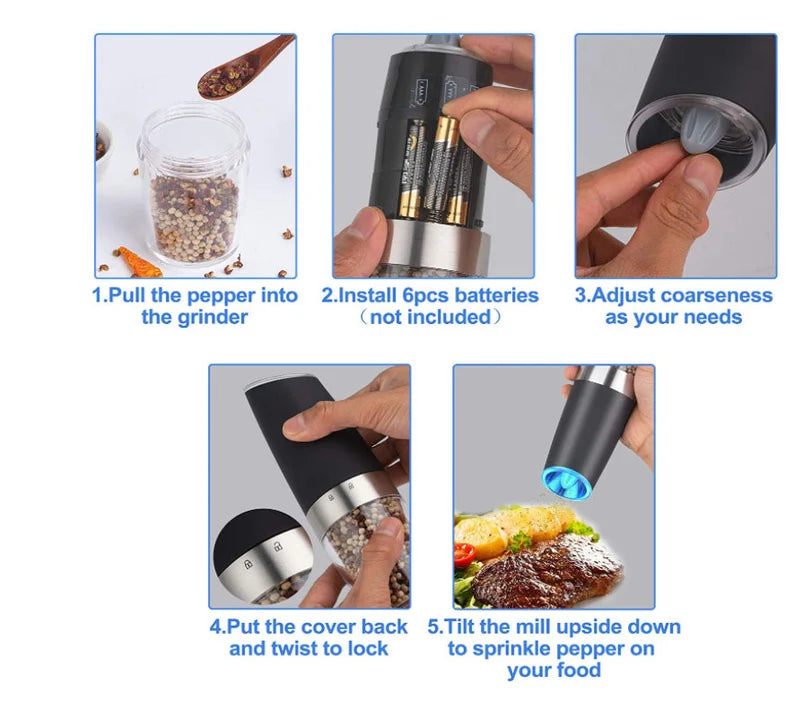 GeniusPicks Electric Salt & Pepper Grinder