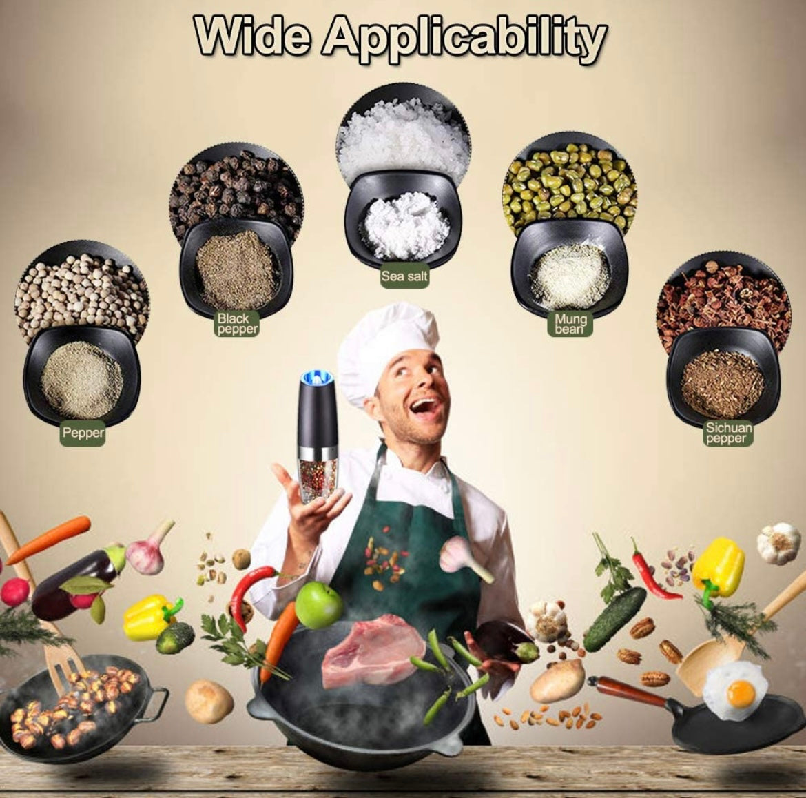 GeniusPicks Electric Salt & Pepper Grinder