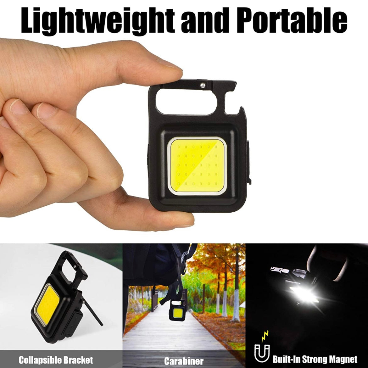 LED USB Rechargeable Mini Keychain Flashlight & Bottle Opener