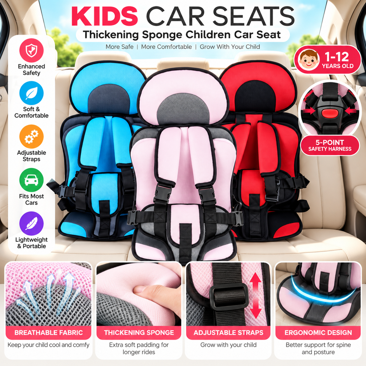Adjustable Child Safety Seat Mat