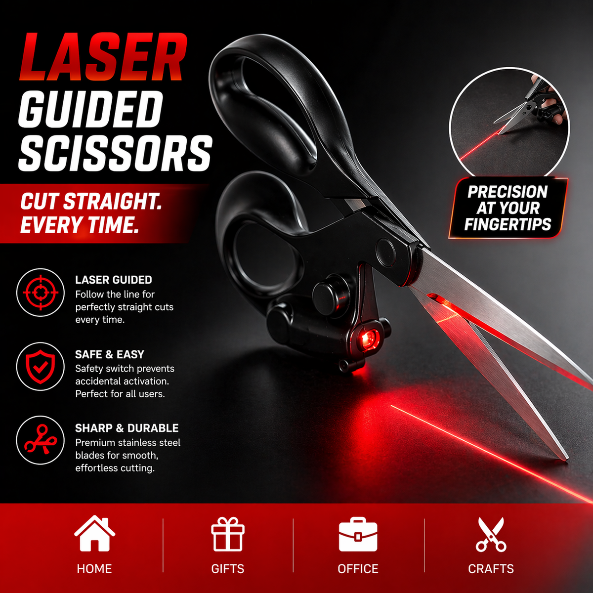 Laser Positioning Guide Scissors – Genius Picks