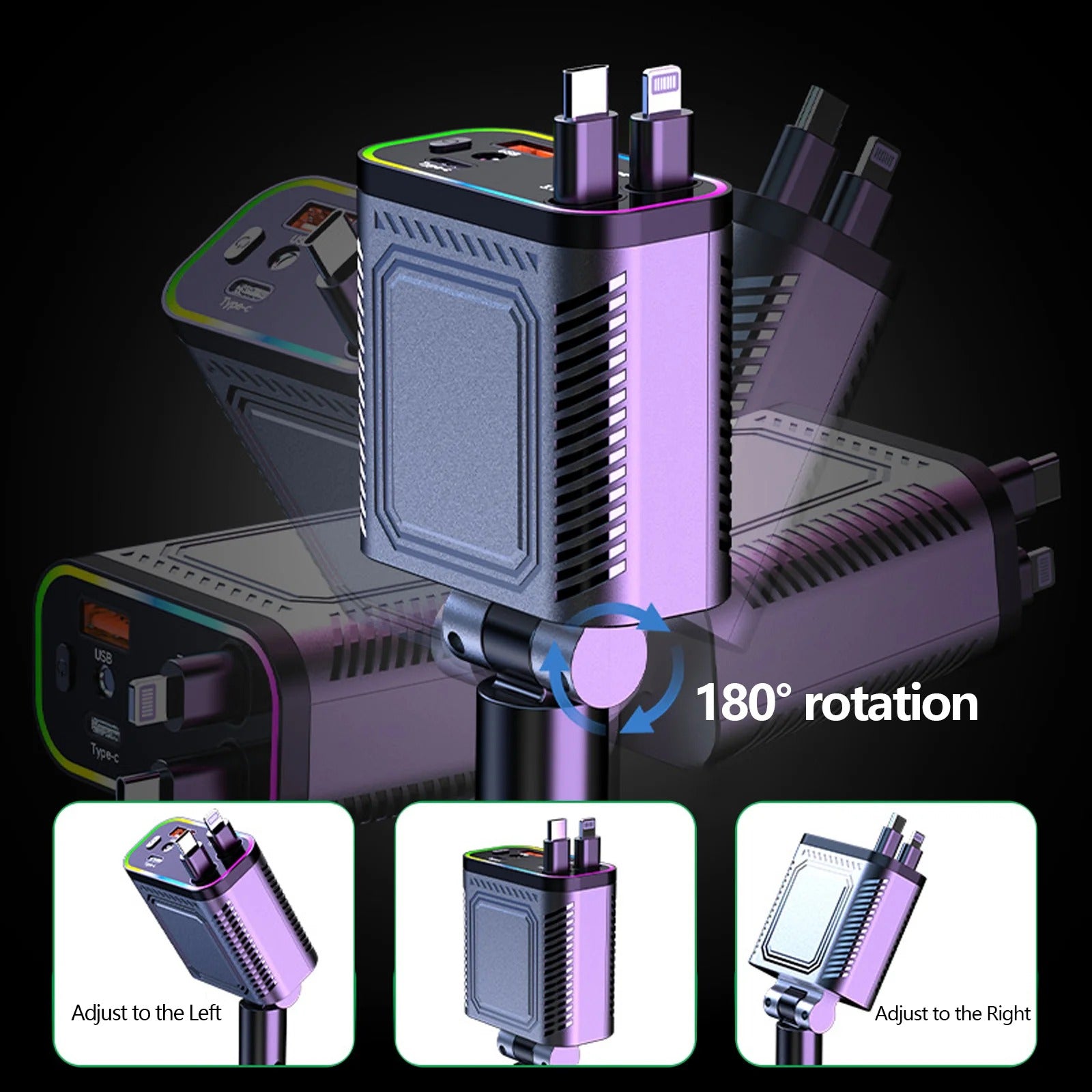 Roof LED 4 in 1 Retractable Car Charger